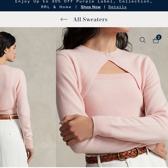 Polo Ralph Lauren Sweaters - Polo Ralph Lauren Cashmere Cropped long sleeve Shrug Cardigan crop top sweater